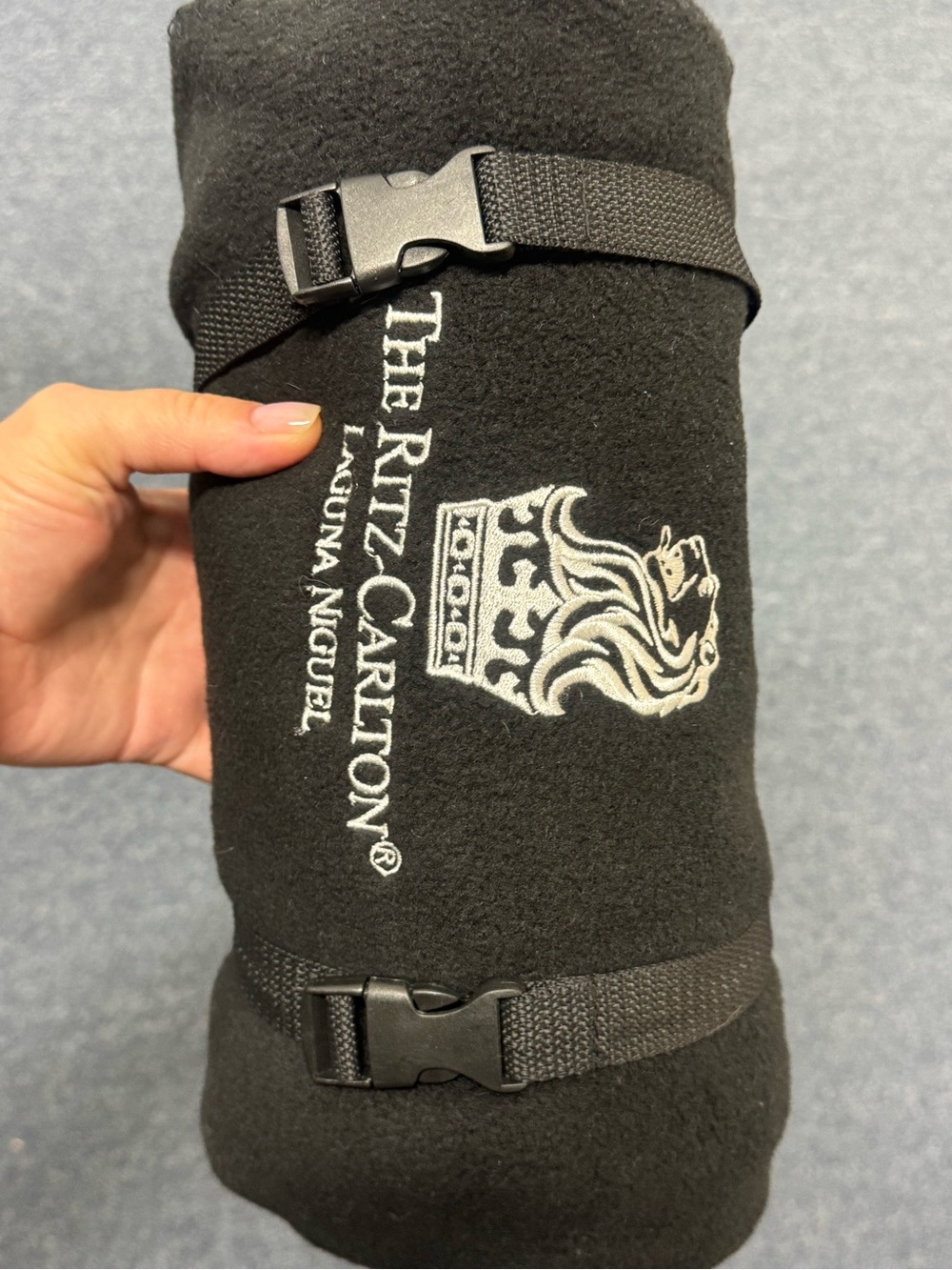 The Ritz-Carlton Black Logo Throw/ Travel Blanket